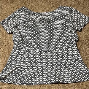 Ann Taylor Blue and White Short Sleeve Blouse, size medium